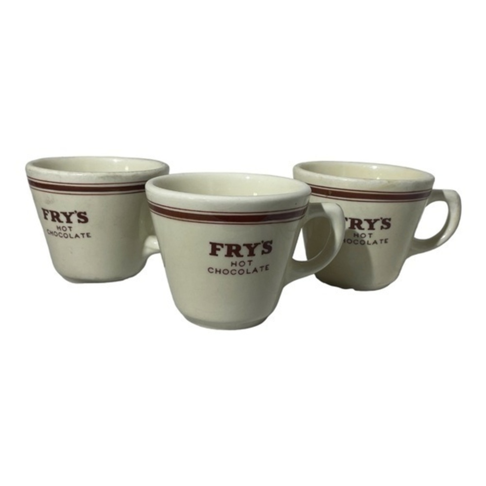 FRY'S HOT CHOCOLATE Grindley Hotelware CO England Honey Glaze ivory cup Set of 3